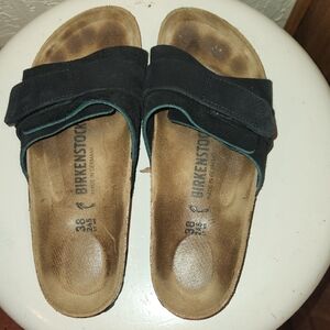 Birkenstock Slide Sandals. Black Suede Size 38 Regular Width